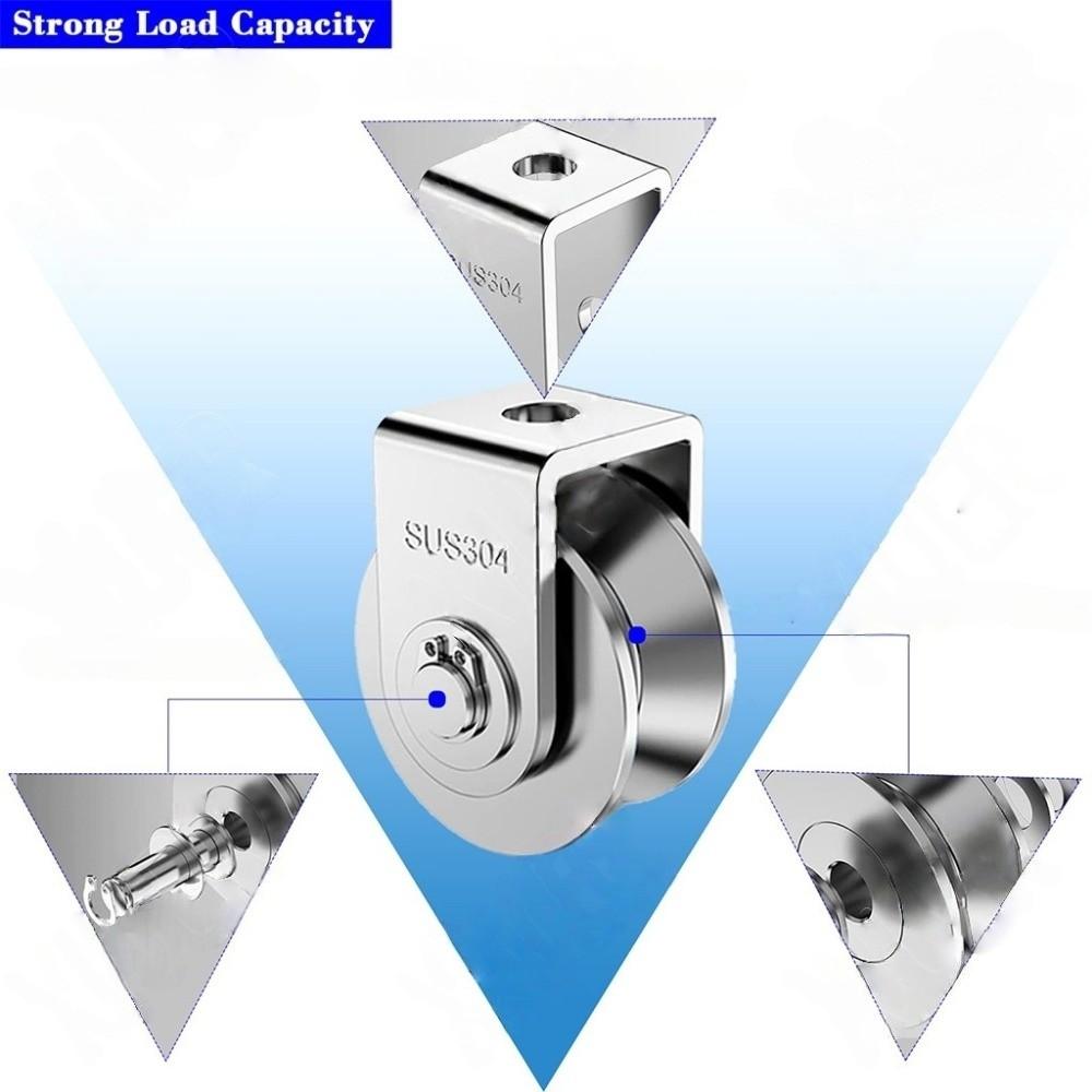 Smooth Rolling V Sliding Gate Roller Wheel Heavy Duty 304 Stainless Steel Pulley Wire Rope Rail