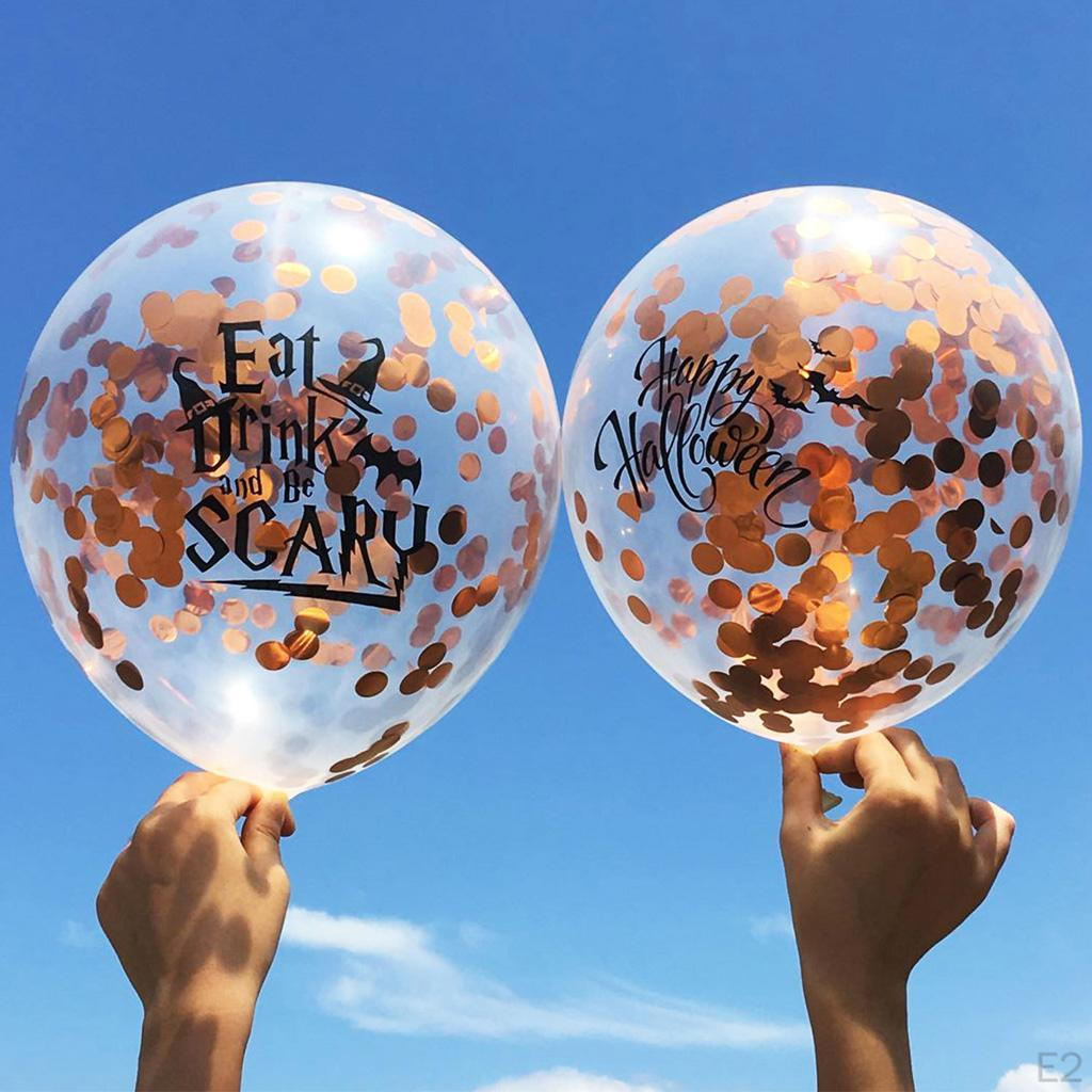 10 Pieces Halloween Theme Gold Confetti Helium Balloons Set