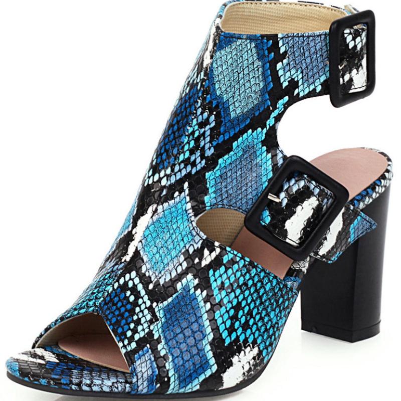 Summer Shoes Woman 2025 New Women's Sandals Fashion Serpentine High Heel Sandals Rome Sexy Square Heeled Hollow Sandales WSH3895