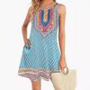 Letnie sukienki dla kobiet plażowe boho bez rękawów vintage kwiatowy zwiewny kieszonkowy T-shirt tank sukienki letnie