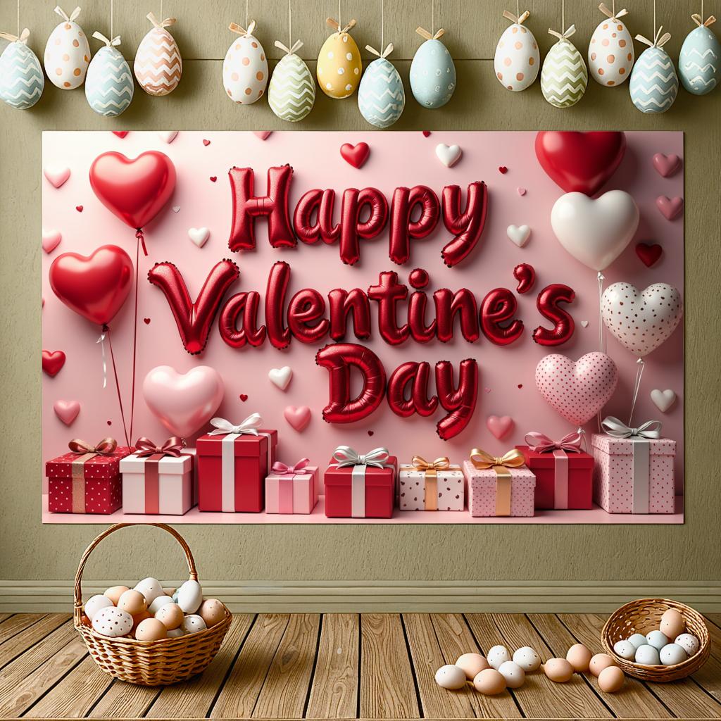 Portable Balloon Backdrop Charming Colorful Easy-to-hang Anniversary Display Thematic Event Decor for Valentine's Day