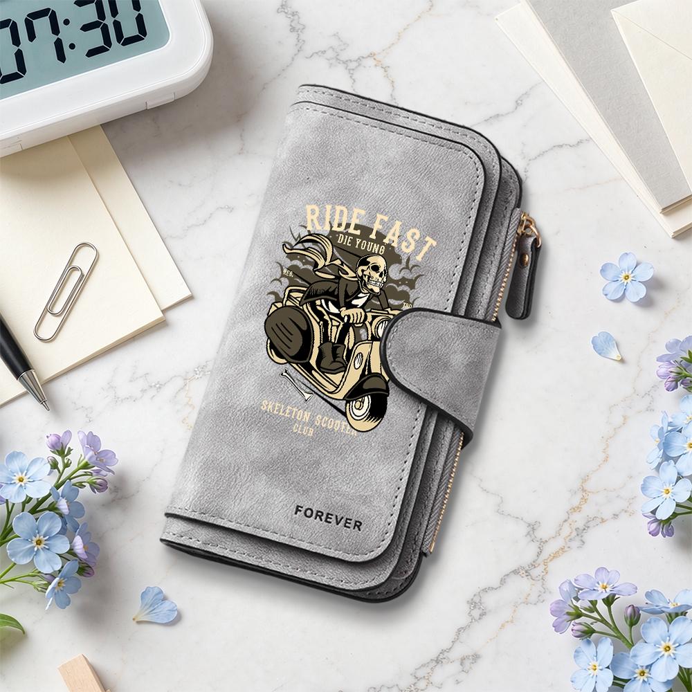 Stylish Biker Pattern Long Wallet Casual Portable Multi Card Slot Purse