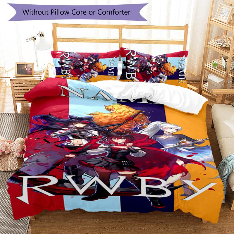 3pcs Custom Name RWBY Volume Bedding Set Duvet Cover Closure Includes 1 Duvet Cover & 2 Pillowcases for All Seasons Bedroom Decor