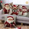 45cmX45cm Grey Red Christmas Pillowcase Cartoon Santa Snowman Elk Sofa Cushion Cover Home Bed Car Decor Merry Christmas 2025