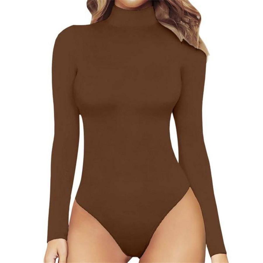 Women's Casual Bodysuit Long Sleeve Bodycon Catsuit Leopard Print