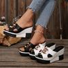 Fashion Women Summer Fashion Sandals Open Toe Wedge Hollow Metal Trend Decorative Versatile Sandals Thick Platform No Slip Shoes Women