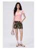 Women's Slim Fit U-Neck Short Sleeve T-Shirt - Flattering Pure Color, New Fashion Trend.