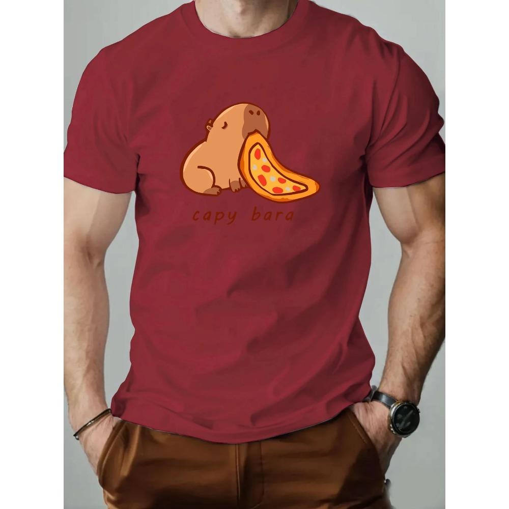 Men's T-Shirt 100% Cotton Capybara Cartoon Pattern Print Summer Round Neck Breathable Casual Short Sleeve Fashion T Shirt