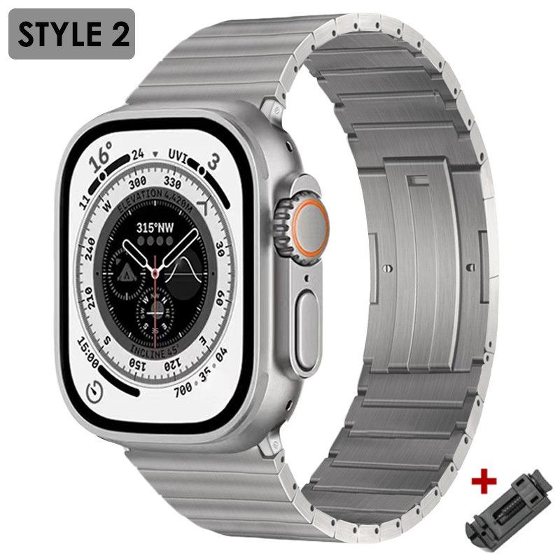 Luxury Titanium Strap For Apple Watch 9 Ultra 2 49mm 45mm 41mm Correa Bracelet For Apple iWatch Series 8 7 SE 6 5 4 se 44mm 42mm