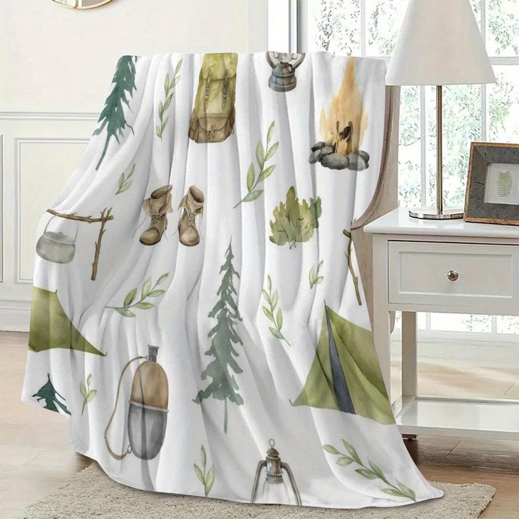 Camping Blanket, Outdoor Picnic Comfort Polyester Nap Blanket, Soft and Comfortable, Suitable for Sofa Bed Office Blanket