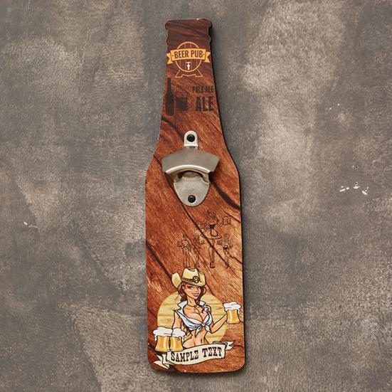 Wall Bottle Opener Beer Bottle Shape Wall-mounted Graffiti Artistic Decoration Iron Restaurant Wall Bottle Opener for Restaurant