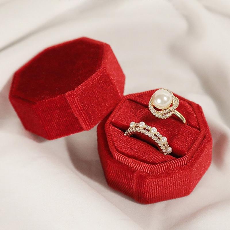 Rings Box Jewelry Box Display Holder Cases Wedding Rings Flannel Material Jewelry Box Perfect Gift for Woman Man Girls