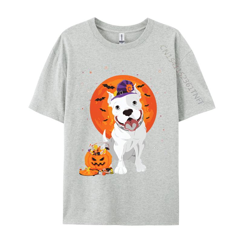 Pitbull Halloween Kostüm Kürbis T-Shirts Druck T-Shirts Herren Freizeit Große Größen Oversize Bedrucktes T-Shirt