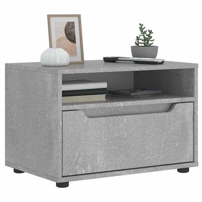 VidaXL Meuble TV VISNES gris béton 60x40x38 cm bois d'ingénierie, support TV, buffet TV, meuble multimédia, banc TV, meuble 4108290