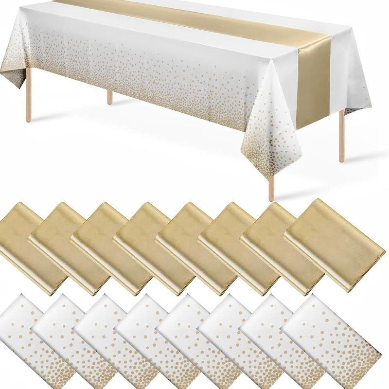 Disposable Polka Dot Tablecloth with Polyester Table Runner Waterproof Oil-Proof for Party Dining Table Decoration