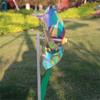 Eye Catching Colorful Reflective Windmill Pinwheels with Stakes for Camping Picnics Garden Decor Kid Parties Decorations