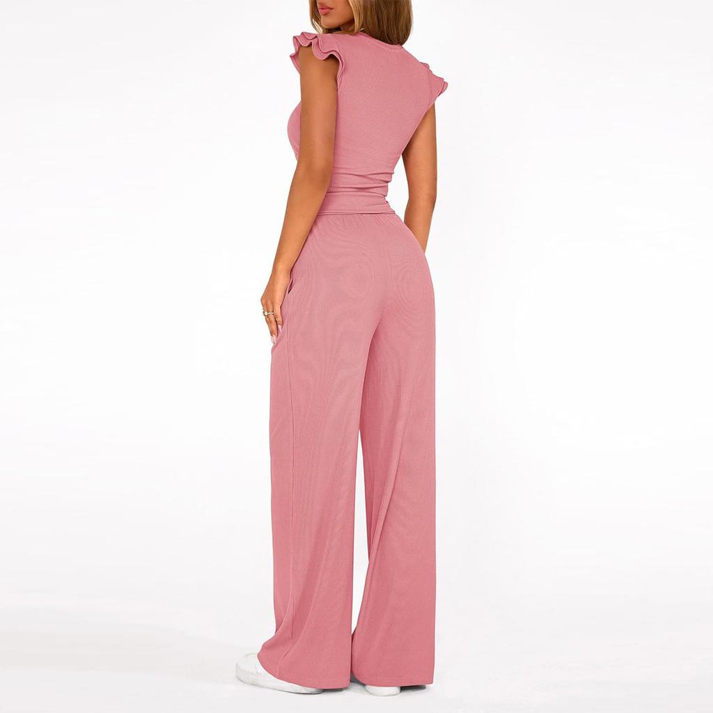 Women's Fashionable Casual Loose Wide-leg Pants Set