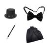 Magician Roleplay Cosplay Costume Outfit Set Halloween Magician Dress Up Top Hat Magic Cape Magic Wand Glasses Gloves