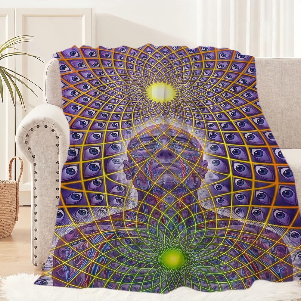 

Alex Grey Trippy Psychedelic Blanket Blanket for Couch Sofa Travel Home Picni Flannel Blanket birthday gift Warm Comfortable 30x40in