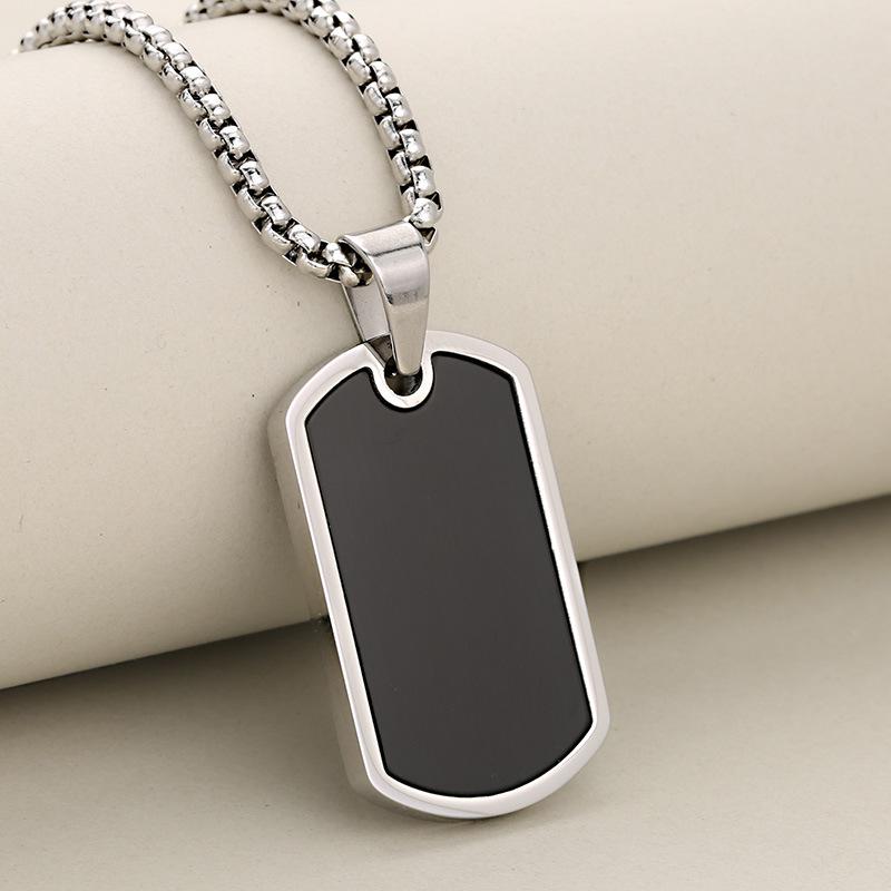 

Stainless Steel Dog Tag Pendant Necklace - Polished Military Style Chain for Men Women, Multi-color