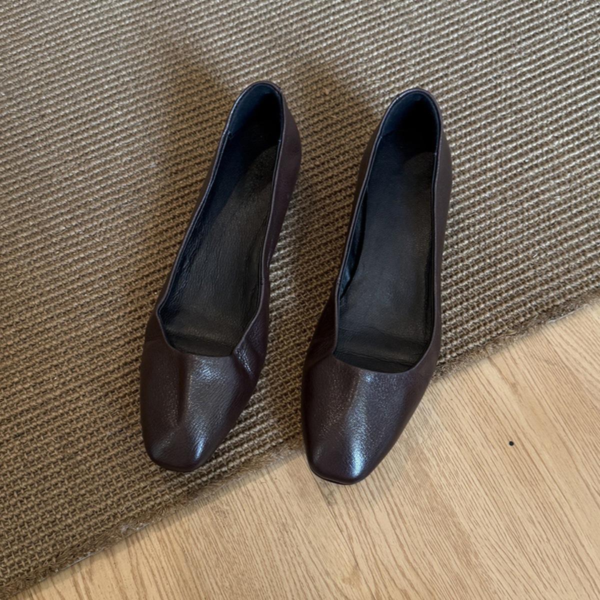 

Sheepskin version~ French temperament inner height increase single shoes shallow mouth versatile one pedal commuter shoes simple professional work s 35