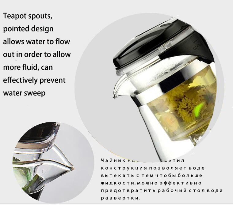 New 500ml Heat Resistant Glass Teapot With Removable Filter Tea Set 1 Tea Pot 2 Teacup Tea Pot Good Clear Kettle Filte