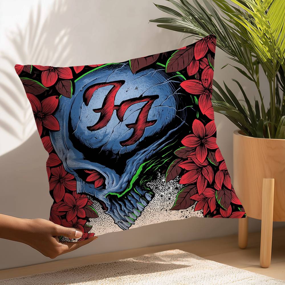 Rock Band-F-Foos Fighters Наволочка Плюшевая ткань Мягкая Наволочка Двусторонняя печать Наволочка Подарки для дома 12x12Inch