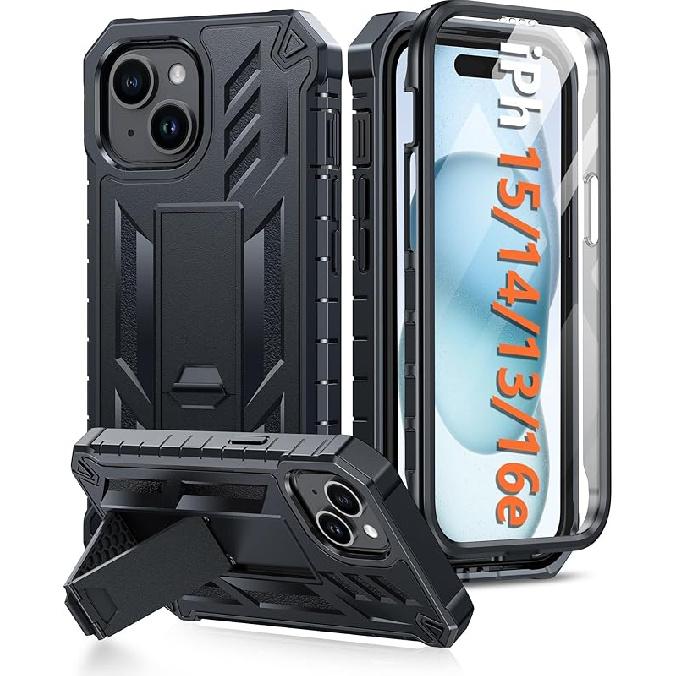 FNTCASE for iPhone 15 Phone Case: for iPhone 13 & 14 & 16e Case Military Grade Shockproof Protection Hard Phonecase - Dual Layer Matte Textured Drop