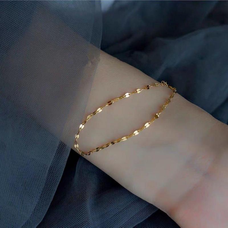 Simplicity Stainless Steel Lip Chain Bracelets for Women Ladies Fashion Gold Color Adjustable Bracelet Party Jewelry Accessories