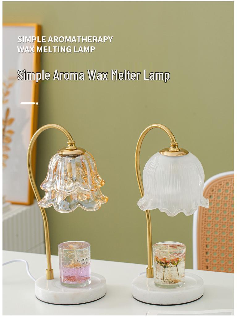 Beast Valley Lily Aroma Candle Lamp - Smokeless Wax Melting Marble Lamp for Romantic Bedroom Ambiance