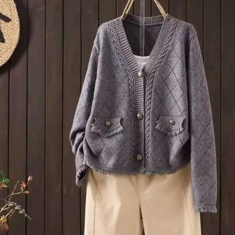 Sweaters Coat Cardigan for Women Autumn Winter Large Size Vintage Loose Sleeve Knitted Cardigan Sweaters Jacket