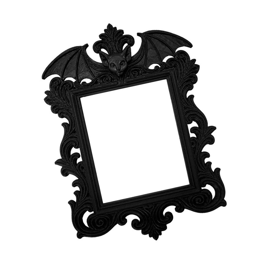 Retro Themed Gothic Bat Wing Design Picture Frame Spooky Halloween Party Decoration With Vintage Style Accent Accessory