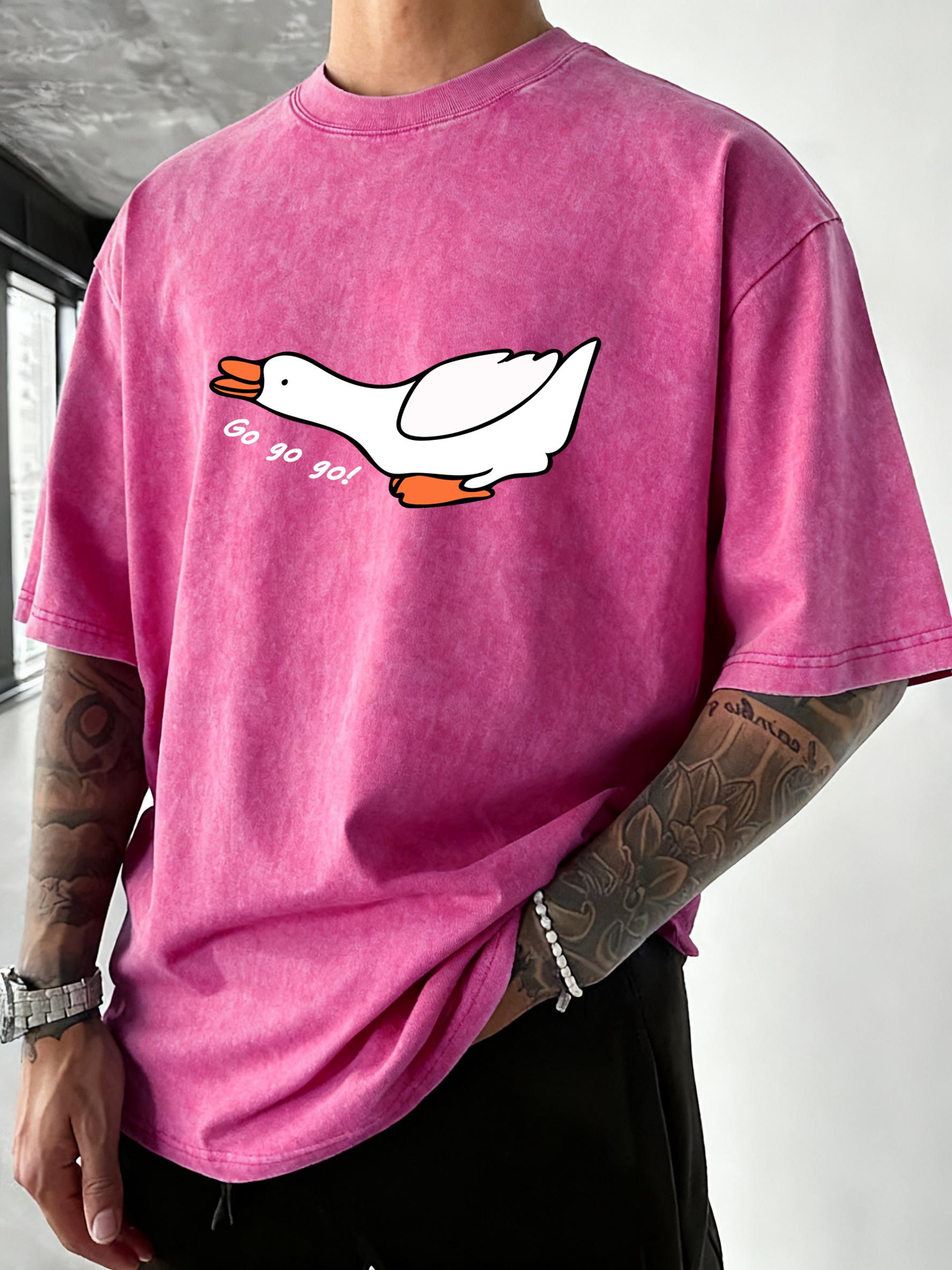 

Goose Charge Forward Print Washed TShirt Mens Cotton Loose Tee Shirts Vacation Short Sleeves Running Gym Summer Sportswear S