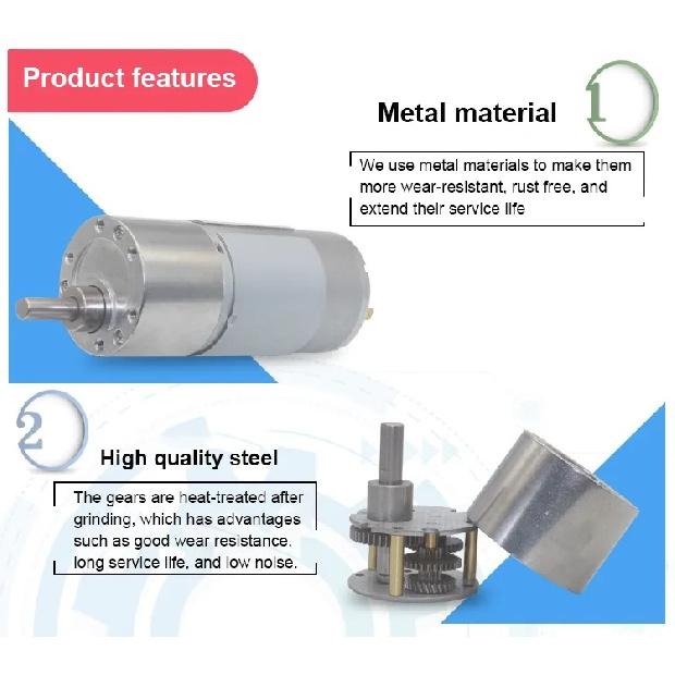 JGB37-555 High Torque Low Speed 12V Electric DC Gear Motor Micro 24V 555 Dc Gearbox Reduction Motor Geared Motor for Robot Arm