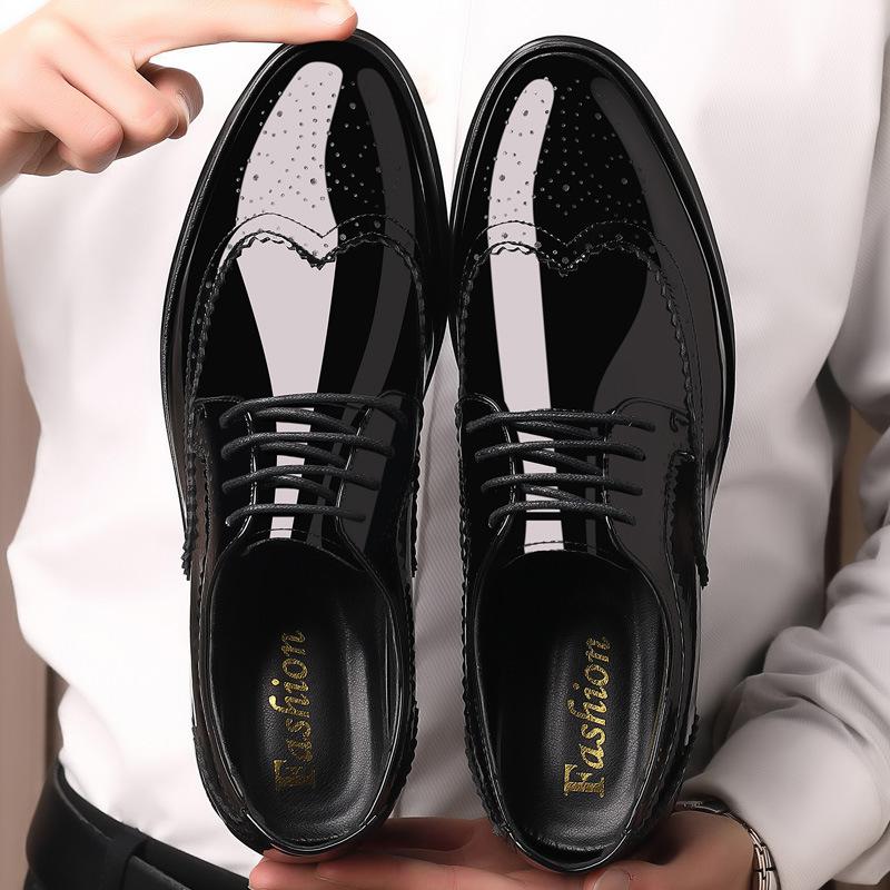 

Новые весенние и осенние модели специально разработаны для мужской обуви больших размеров, мужской обуви из кожи с гравировкой Brock, корейской версии модных туфель на шнуровке. 47 чёрный