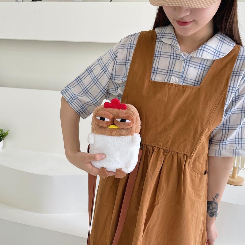 Cartoon Cute Chick Plush Bag Women's 2025 New Fashion Girl Doll Shoulder Messenger Bag