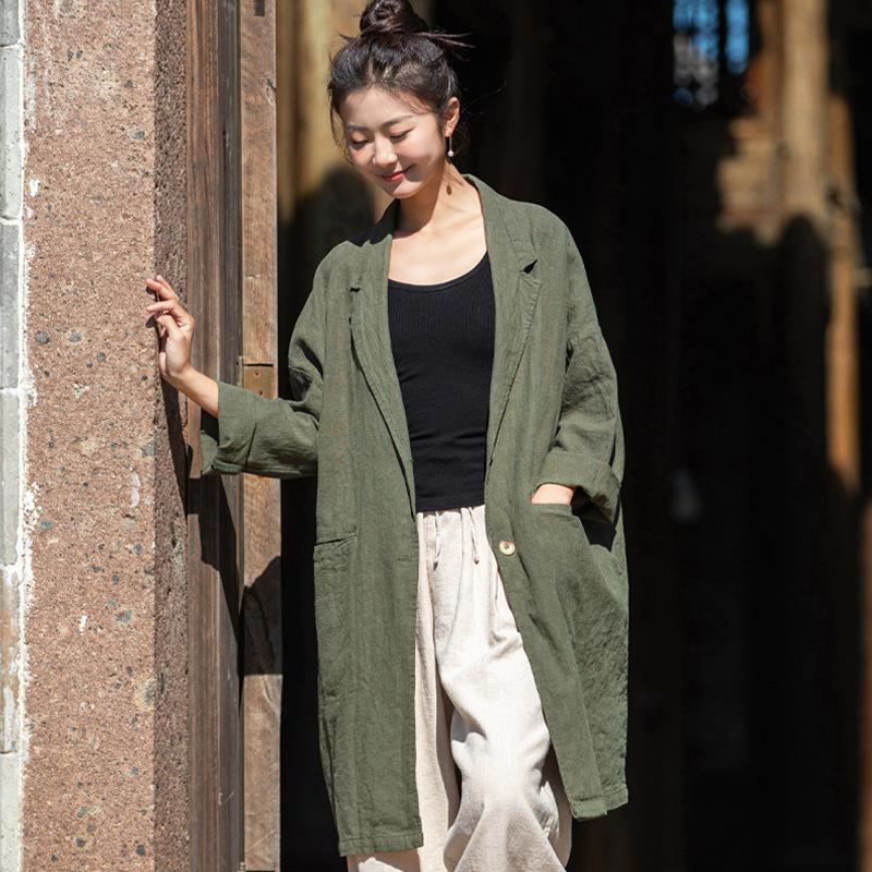 Women's Vintage Cotton-Linen Loose Lapel Shirt - Artistic Casual Style