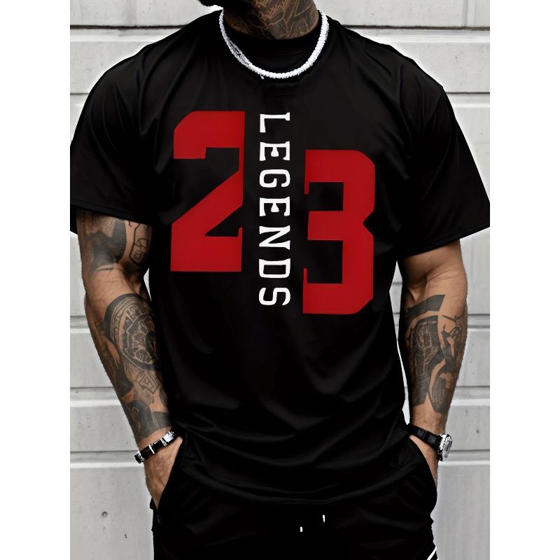 

European Size Men S Casual T-Shirt Featuring a Legendary Digital Print, Perfect for Street Style. This Short-Sleeved Top Is a Fashionable Choice S чёрный