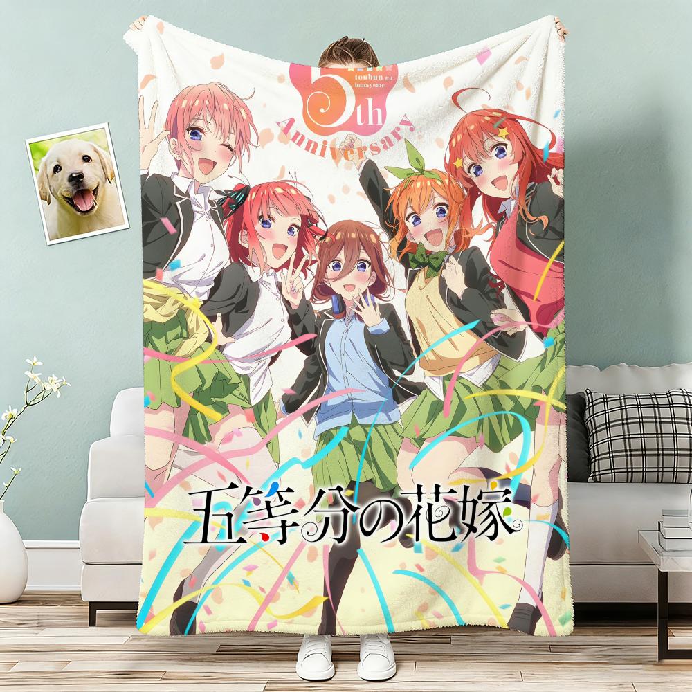 The Quintessential Quintuplets Throw Lightweight 240G Flannel Blanket Soft Skin-Friendly For Summer Cooling