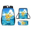 Pattern Backpack Pikachu Shoulder Bag Pencil Case Three Piece Set
