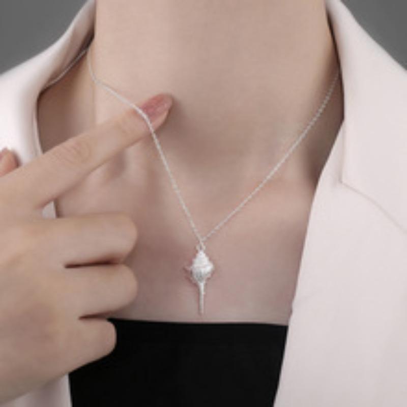 Minimalist Conch Pendant Necklace Layered Choker Casual Women Fashion Jewelry Trendy Premium