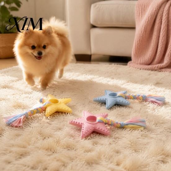 Bite Resistant Dog Toy Star Shaped Chew Toy, Pet Boredom with Braided Cloth Strip, Aggressive Chewer Teeth Cleaning Teething