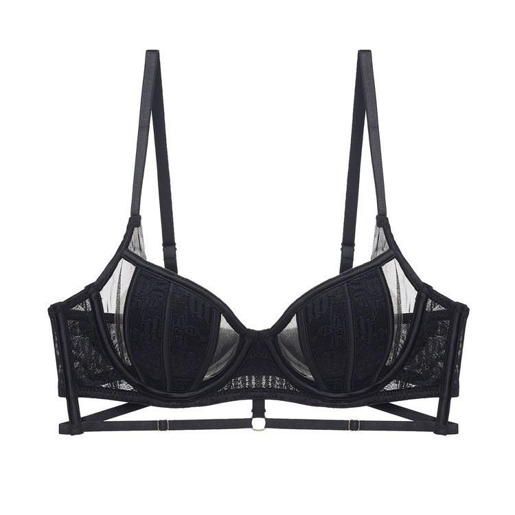 

Французское сексуальное нижнее белье женское большая грудь показывает маленький большой размер кружевной бюстгальтер тонкий хлопок кроличьи ушки мягкая косточка полупрозрачный бюстгальтер 70A чёрный