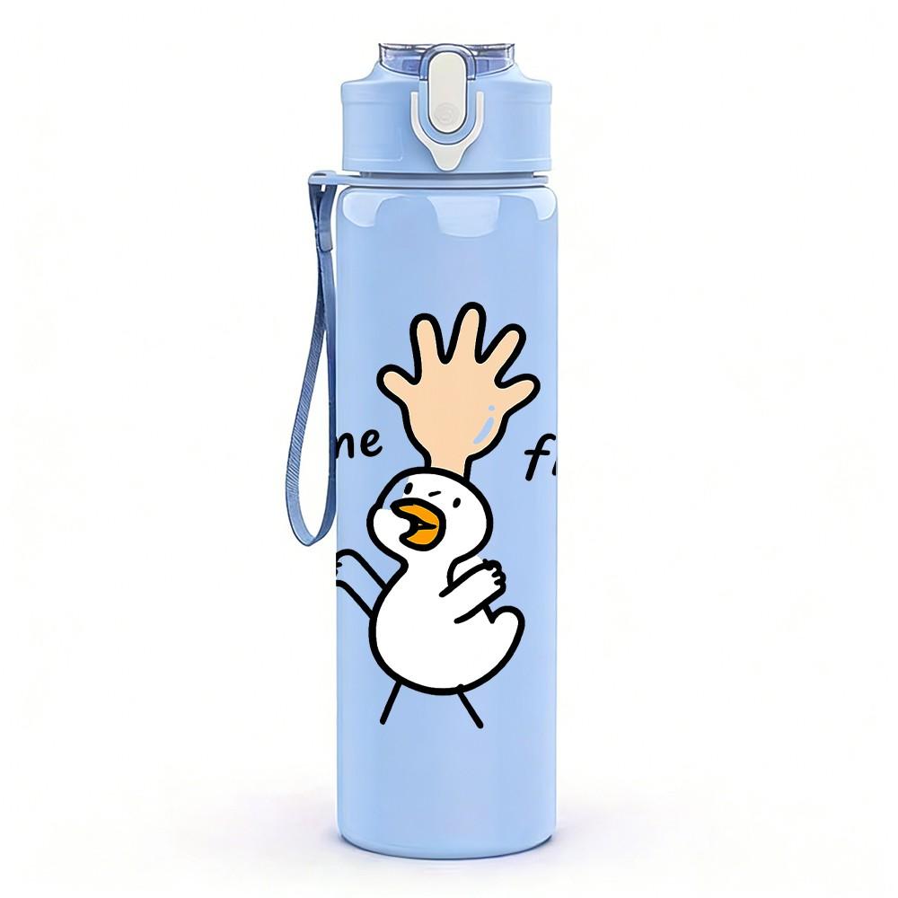 1PC Give Me Five Hand Cartoon Print 750ml Color Plastic Sports Water Bottle Leakproof Flip Straw Lid Suitable for Sports Office Home Use