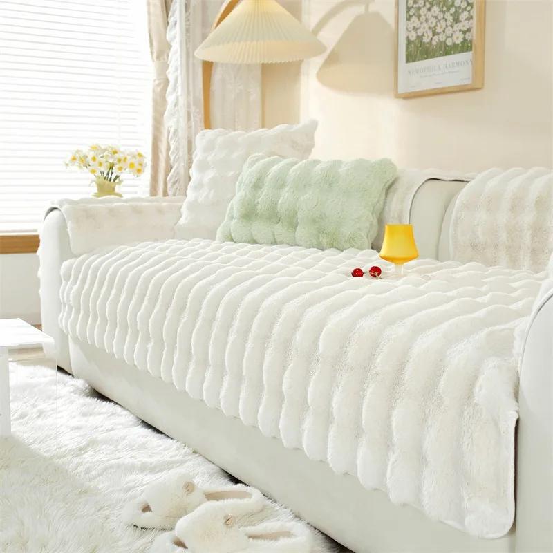 Thicken Plush Couch Cushion Covers Living Room Pet Kids Sofa Mat Non-Slip Armchair Slipcovers Protector Bankhoes Seat Covers