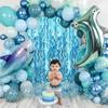 Fashion Tinsel Foil Fringe Curtains Wavy Teal Blue Tinsel Backdrop  Under The Sea Party