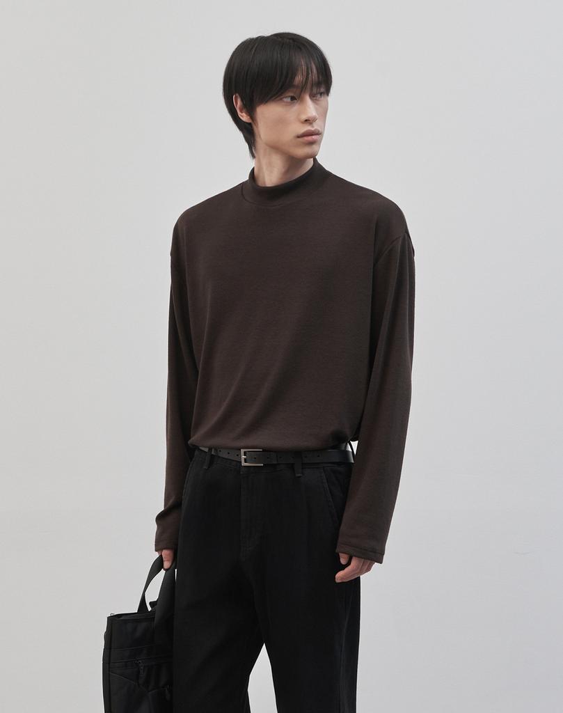 WORK ON BODY OFF Rested Semi-Overfit Mock Neck Knit [Brown]