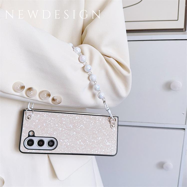 Applicable to Samsung ZFold6 mobile phone case ZFold5 polka dot case pearl bracelet all-inclusive Xiaomi FOLD3 protective case