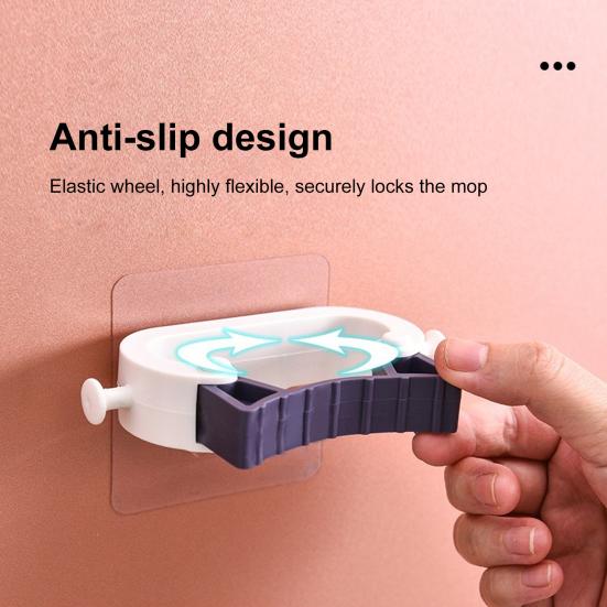 

Wall Mounted Mop Organizer Broom Holder Strong Load-bearing Non-Slip Design Waterproof Mop Storage Rack Broom Hanger Hook синій