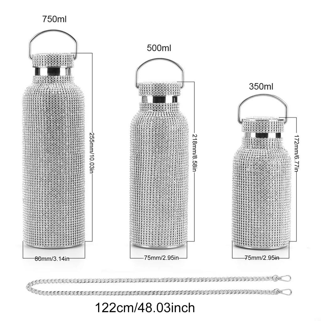 350ml/500ml/750ml NUOVA Borraccia Termica Bling Diamante Tazza Sottovuoto Isolante Borraccia in Acciaio Inossidabile